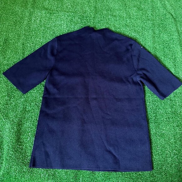 Ann Taylor Rhinestone Embellished Mock Neck Sweater T-Shirt Size M Navy Blue Sky - Picture 9 of 13